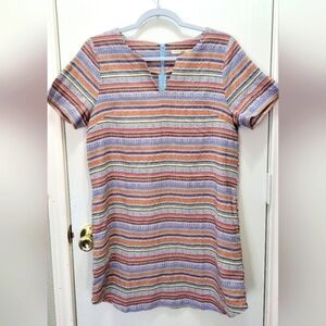 Anthropologie Ellison Striped Woven Dress A-line M tribal boho 100% Cotton